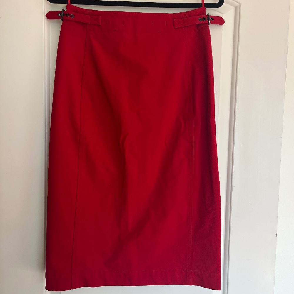 Bright Red Y2K Prada Pencil Skirt